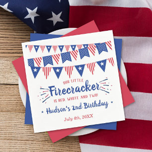 Red, White & Two! 4th Of July 2nd Birthday Napkin