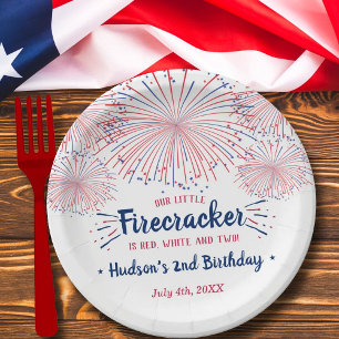 Red, White & Two! 4th Of July 2nd Birthday Paper Plate