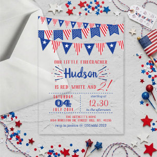 Red, White & Two! 4th Of July 2nd Birthday Party Acrylic Invitations