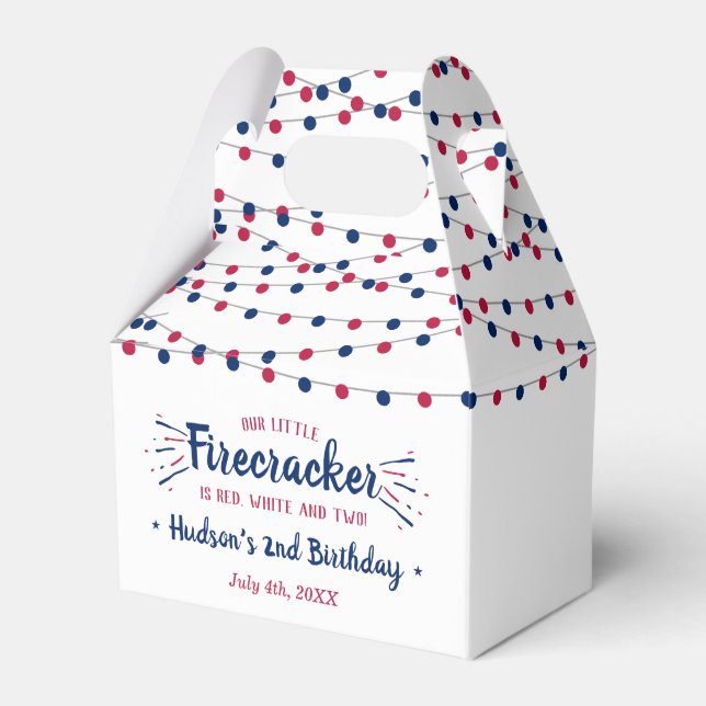 Red, White & Two! 4th Of July 2nd Birthday Party Favor Box (Front Side)