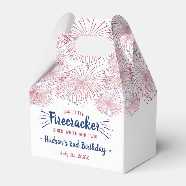 Red, White & Two! 4th Of July 2nd Birthday Party Favor Box (Front Side)