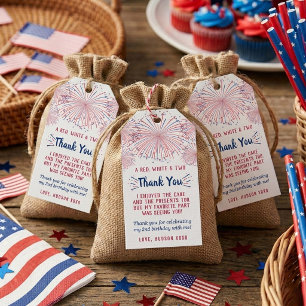 Red, White & Two! 4th Of July 2nd Birthday Party Gift Tags