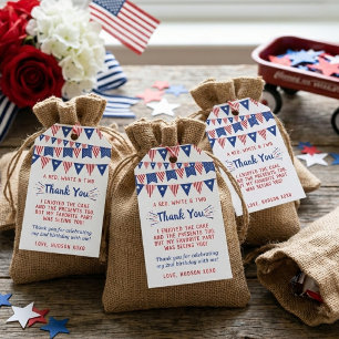 Red, White & Two! 4th Of July 2nd Birthday Party Gift Tags