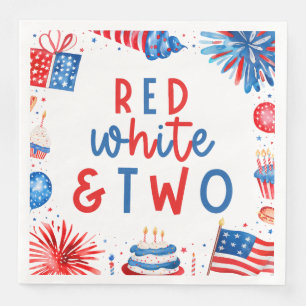 Red, White & Two 4th of July 2nd Birthday Party Napkin