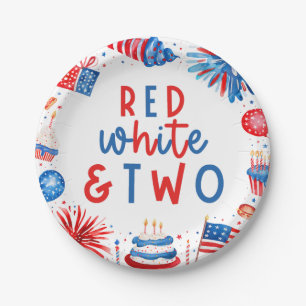 Red, White & Two 4th of July 2nd Birthday Party Paper Plate
