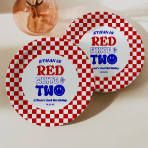 Red White & Two 4th of July 2nd Birthday Party Paper Plate