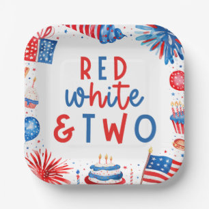 Red, White & Two 4th of July 2nd Birthday Party Paper Plate