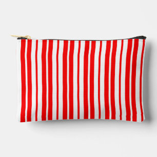 Red White Vertical Stripes Pattern Design Accessory Pouch