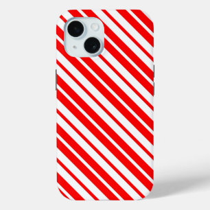 Red White Vertical Stripes Pattern Design iPhone 15 Case