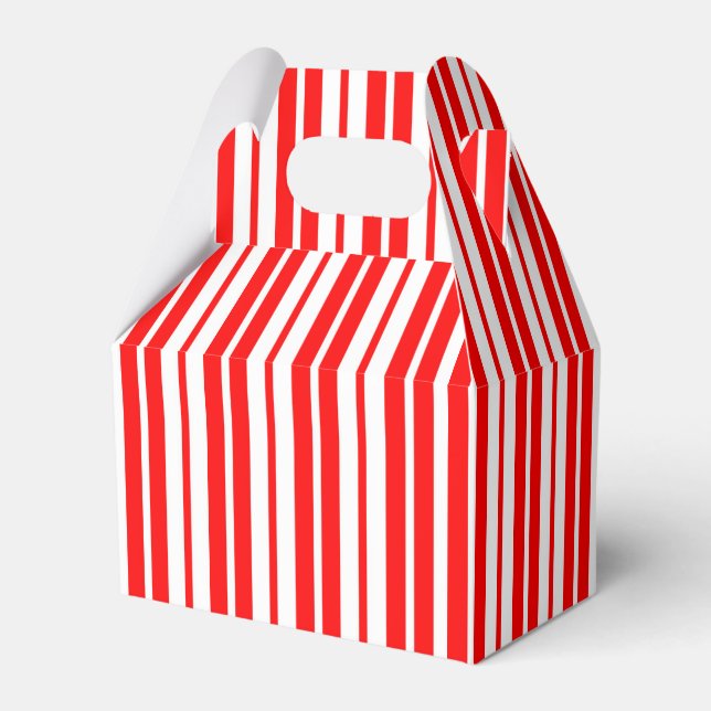 Red White Vertical Stripes Pattern Design Favor Box (Front Side)