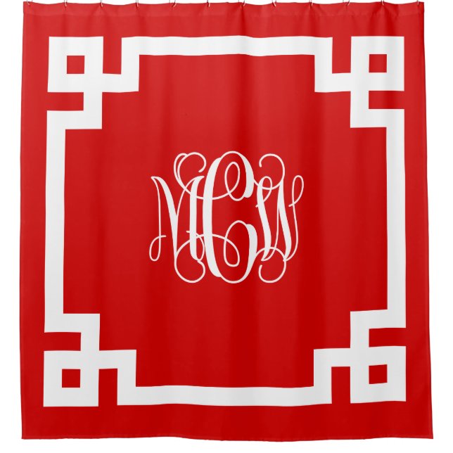 Red White Vine Monogram DIY BG & Greek Key Frame (Front)