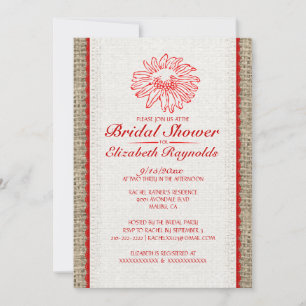 Red & White Vintage Lace Bridal Shower Invitations