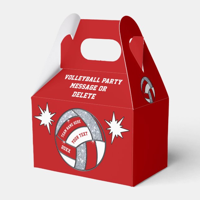 Red, White, Volleyball Party Ideas, Volleyball  Favor Box (Front Side)
