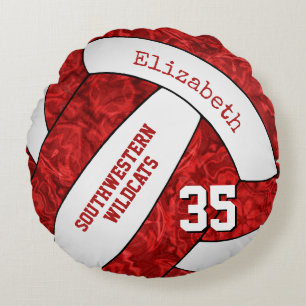 red white volleyball team colours girls' round pillow
