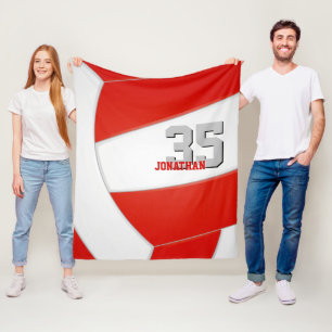 red white volleyball team colours sports room fleece blanket