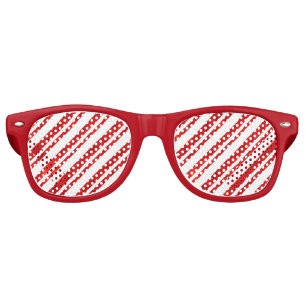 Red & White Watercolor Candy Cane Stripes Retro Sunglasses