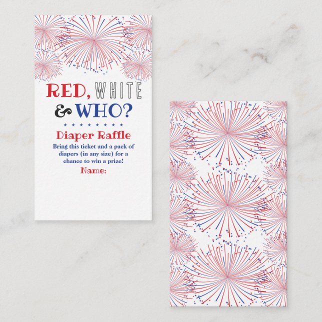 Red, White & Who? 4th Of July Gender Reveal Party Enclosure Card (Front/Back)