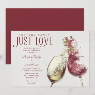 Red White Wine Dance Just Love Wedding Celebration Invitation