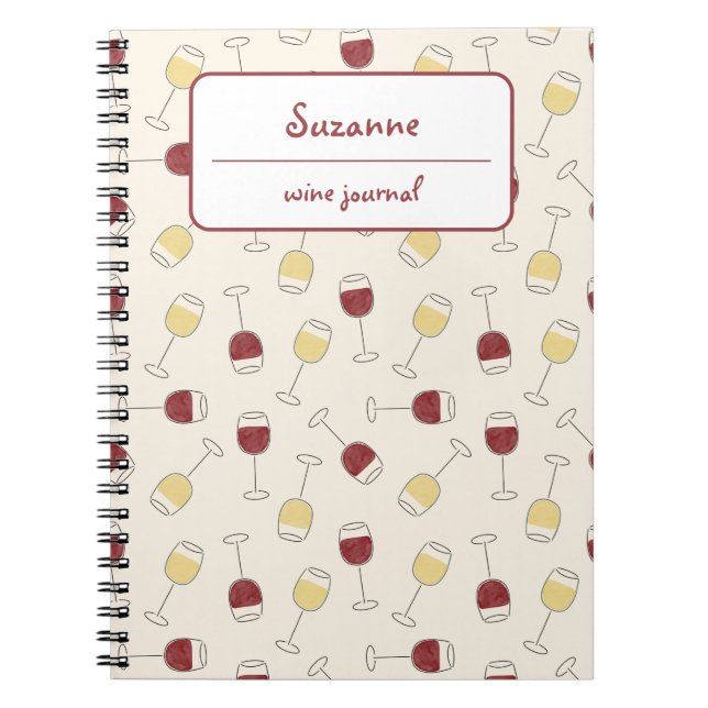 Red White Wine Glass Journal Personalized Notebook (Front)