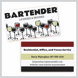 red white wine glasses sommelier catering busin... business card