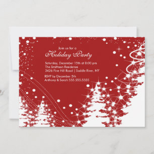 Red & White Winter Holiday Party Invitation