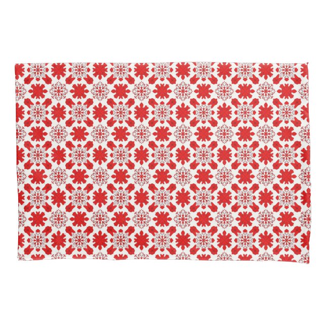 Red White Winter Pattern For Christmas Decor Pillowcase (Front)
