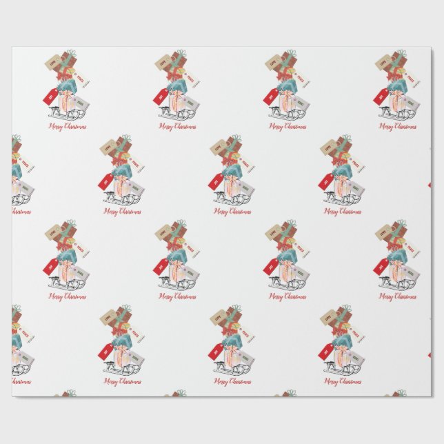 Red White Winter Wonderland Merry Christmas Wrapping Paper (Flat)