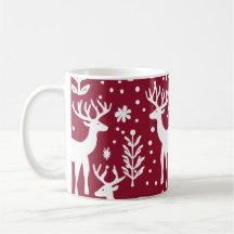 Red & White Winter Wonderland Reindeer Mug