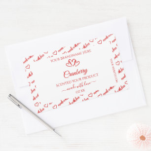 Red White Word Cloud Product Labels Cute Hearts