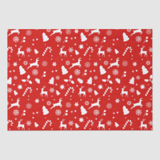 Red White Xmas   Festive Geometric Winter Pattern Tissue Paper