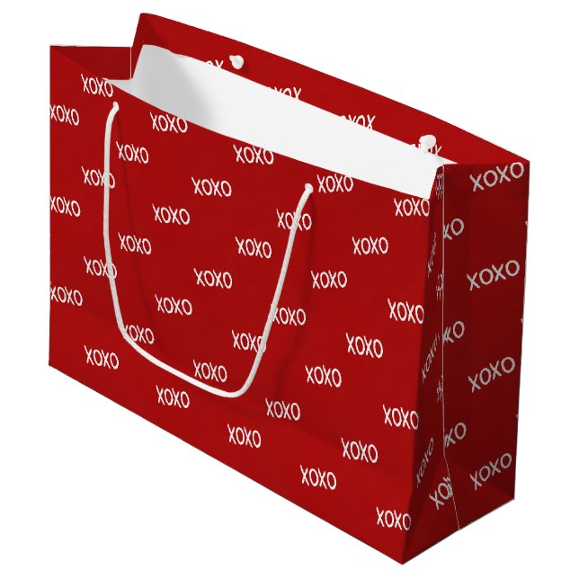 Red White XOXO Bridal Shower  Large Gift Bag (Front Angled)