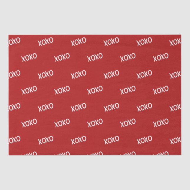 Red White XOXO Bridal Shower  Tissue Paper (Front)