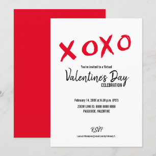 Red White XOXO Virtual Valentine's Day Party Invitation
