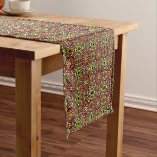 Red, White, Yellow & Black Mandala Pattern Short Table Runner