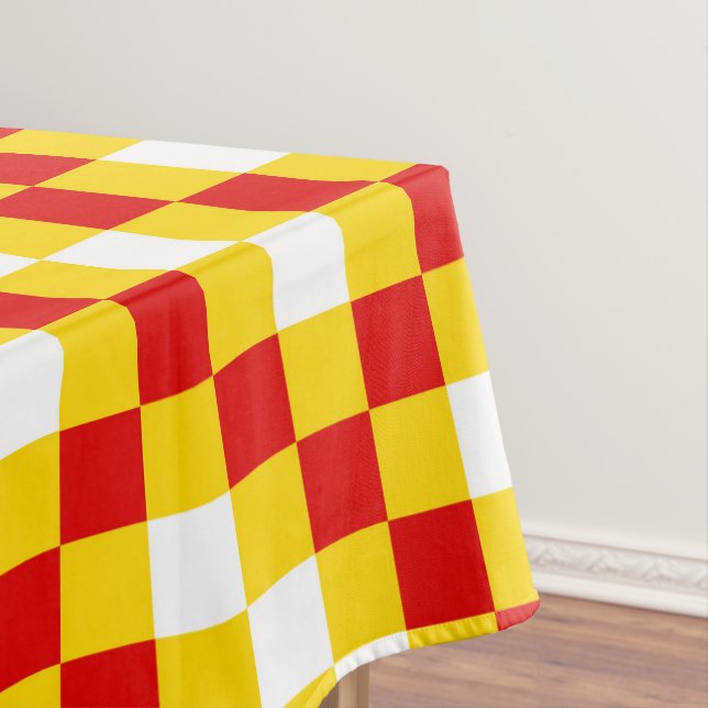 Red White Yellow Chequered Pattern Design  Tablecloth (In Situ)