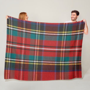 Red White Yellow Green Tartan Plaid Fleece Blanket