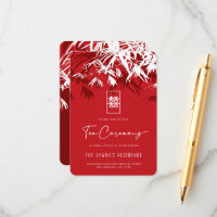 Red/White Zen Bamboo Leaves Chinese Tea Ceremony