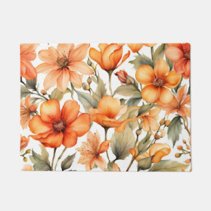 Red Wild Flowers Watercolor Art Doormat