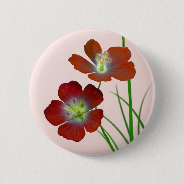 Red Wildflower 2 Inch Round Button (Front)