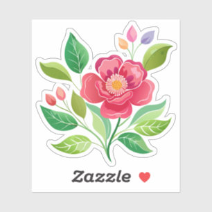 Red Wildflower Custom-Cut Vinyl Sticker