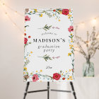 Red Wildflower Graduation Party Welcome Sign