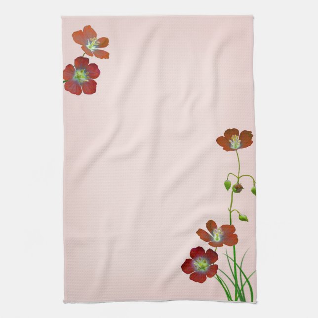Red Wildflower Kitchen Towel (Vertical)