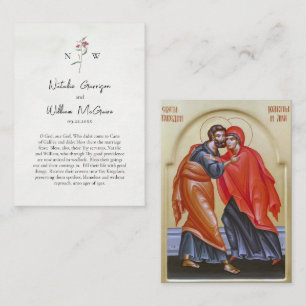 Red Wildflower Simple Orthodox Wedding Prayer Card