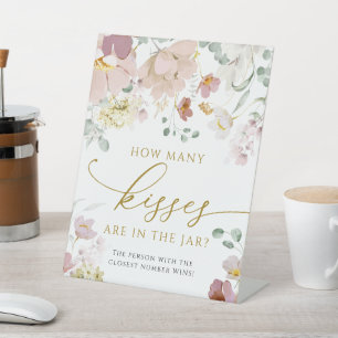 Red Wildflowers How Many Kisses Are In The Jar  Pedestal Sign