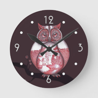 Red Willow Owl Wall Clock