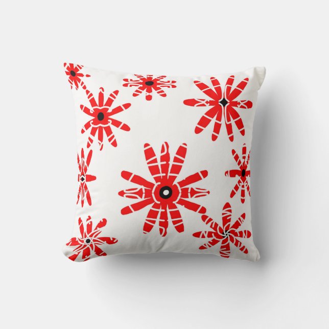 Red Windmills Throw Pillow (Front)