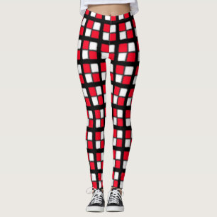 Red Windowpane Check Legging