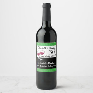 Red Wine, 30th Birthday Party Wine Label