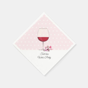 red wine, adult birthday, wedding, floral napkin