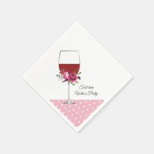 red wine, adult birthday, wedding, floral napkin